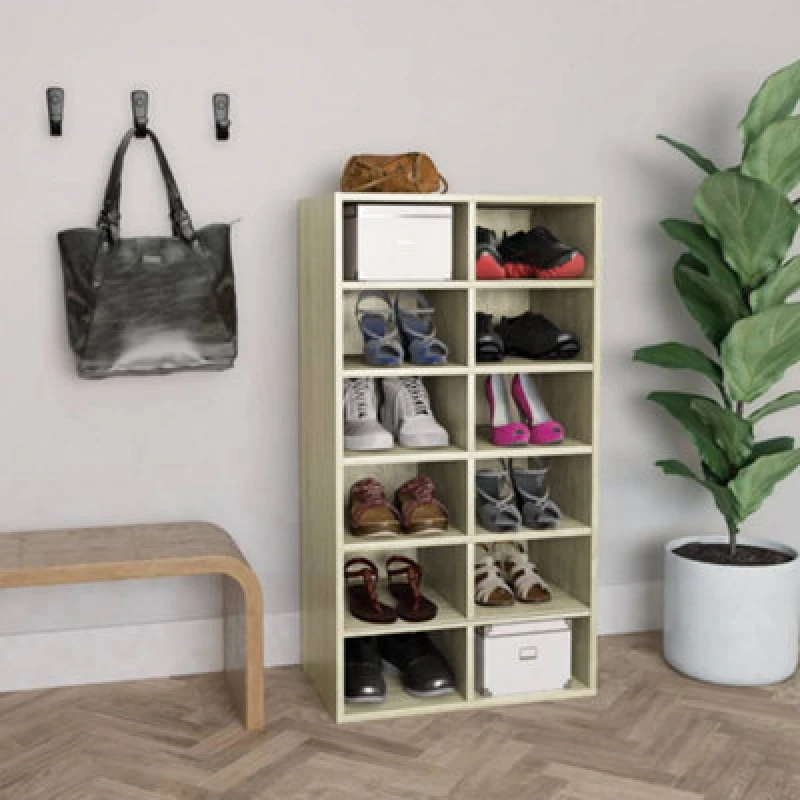 Image of Vidaxl Shoe Rack Sonoma Oak 54X34X100.5cm Engineered Wood