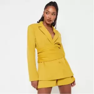Image of Missguided Single Breated Belted Blazer - Yellow