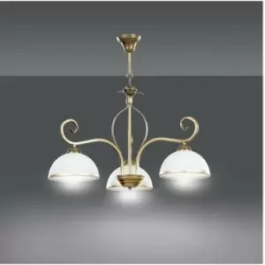 Image of Emibig Wivara Gold Multi Arm Pendant Ceiling Light with White, Gold Glass Shades, 3x E27