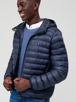 Image of Tommy Hilfiger Packable Circular Hooded Jacket - Desert Sky, Desert Sky Size M Men