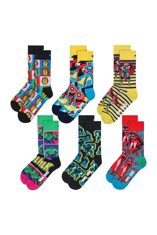 Image of Happy Socks Happy Socks Men 6 Pack Avengers Socks Bundle Novelty Socks Gift Idea Size: 6-11 Multi 6-11 Male 5019041233617