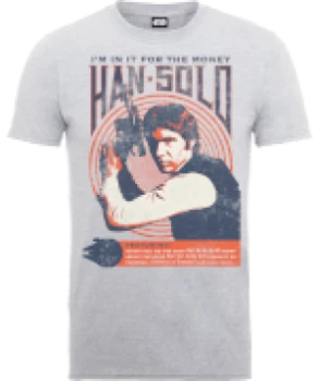 Image of Star Wars Han Solo Retro Poster T-Shirt - Grey - M