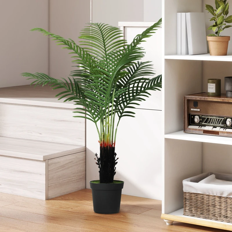 Image of HOMCOM HOMCOM Artificial Palm Tree with Plastic Pot and Flocked Soil for Home Office Decor in Green Green One Size Unisex 5063603486591