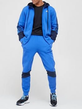 Image of adidas MTS Cotton Hood Fleece Tracksuit - Blue/Navy , Blue/Navy, Size S, Men