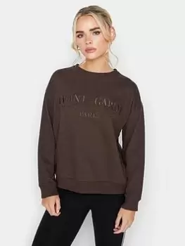 Image of PixieGirl Petite Choc Embroidered Sweatshirt - Brown, Size 10, Women