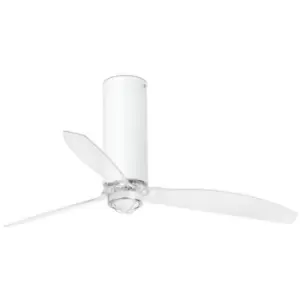 Image of Faro tube - LED Shiny White, Transparent Ceiling Fan with dc Smart Motor - Remote Included, 3000K