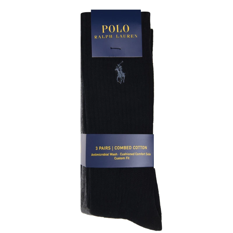 Image of Ralph Lauren Three Pack Crew Socks - Black One Size