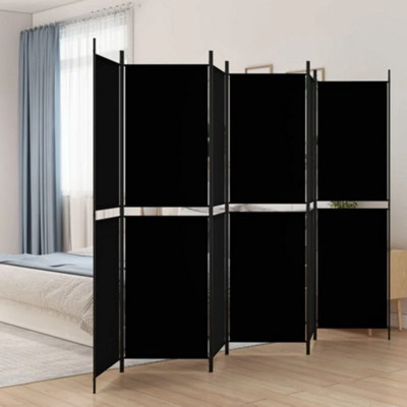 Image of Vidaxl 6-Panel Room Divider Black 300X200 Cm Fabric Room Dividers