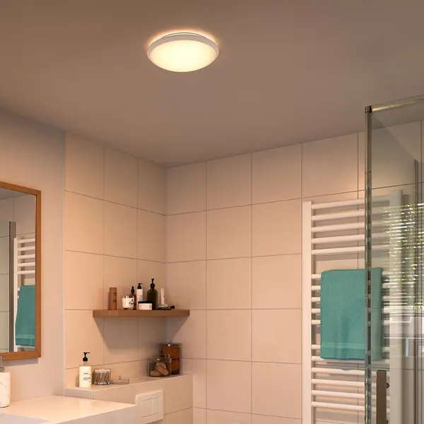 Image of Philips Doris LED Bathroom Flush to Ceiling Light - White