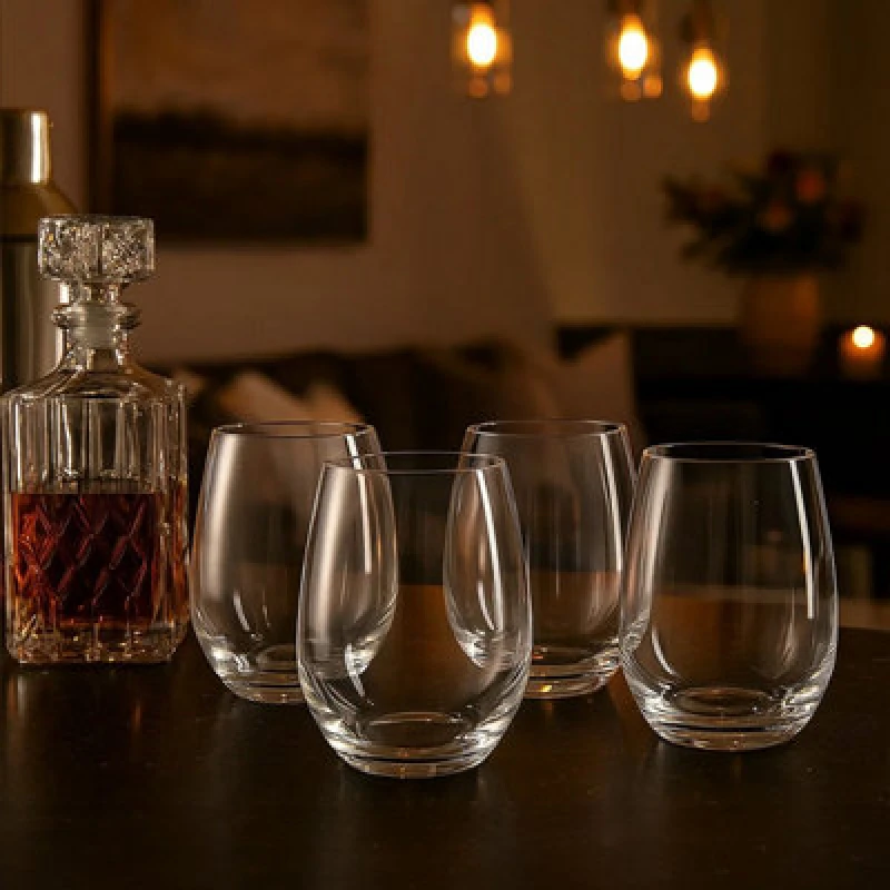 Image of Orsina Durable Design Set Of 4 Crystal Large Tumblers, Elegant Large Tumblers For Kitchen, Safe Elegant Tumblers