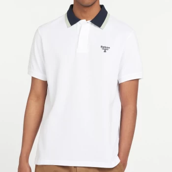 Image of Barbour Beacon Mens Tipped Polo Shirt - White - M