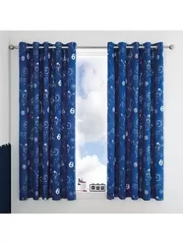 Image of Catherine Lansfield Space Adventure Glow In The Dark Curtains, Multi