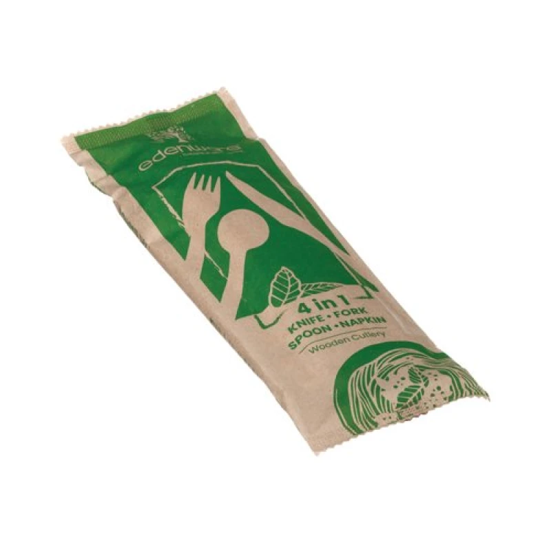 Image of 4-in-1 Wooden Cutlery Meal Pack (Pack of 500) G02012