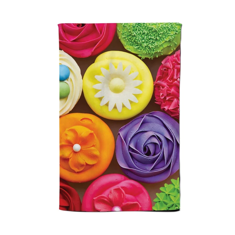 Image of Warren Reed - Designer Bright Colourful Cupcakes Tea Towel in Yellow Yellow Unisex