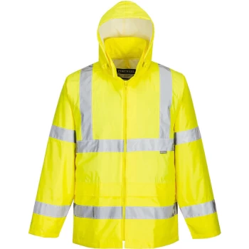 Image of H440 - Yellow Sz S Hi-Vis Rain Jacket Coat Visibility Reflective - Portwest