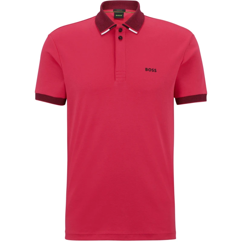 Image of Boss Mens Paddy Short-Sleeve Polo Shirt Medium Pink male S