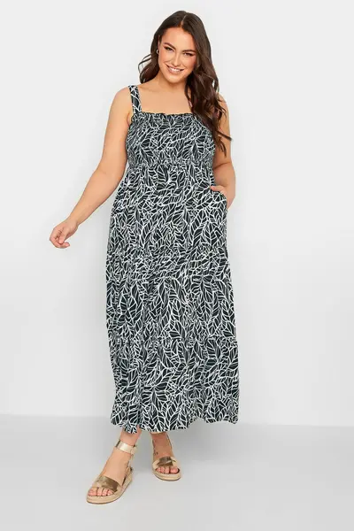 Image of Yours Shirred Maxi Dress Black