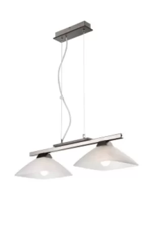 Image of Ela Bar Pendant Ceiling Light With Glass Shade, Wenge, 2x E27
