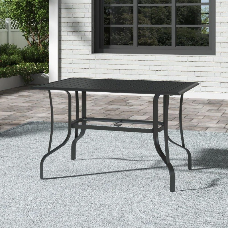 Image of Breeins 120cm Rectangle Metal Slatted Garden Table Black unisex One size