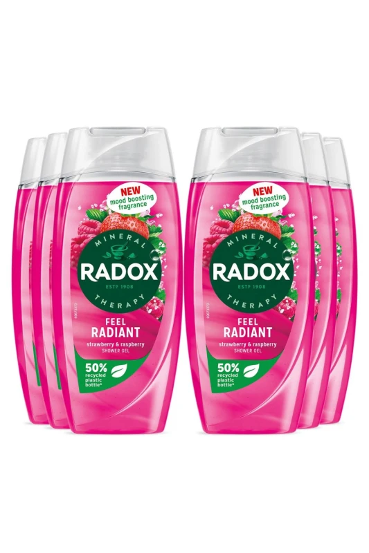 Image of Radox 'Shower Gel' with Strawberry & Raspberry Fragrance 225ml 6pk Pink unisex