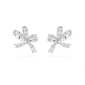 Image of Volta Rhodium Plated White Bow Stud Earrings 5647579