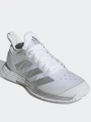 Image of adidas Adizero Ubersonic 4 Tennis Shoes, White/Silver, Size 6.5, Women