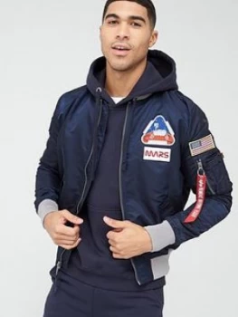 Image of Alpha Industries Ma-1 Lw 2020 Mission To Mars Bomber Jacket - Blue
