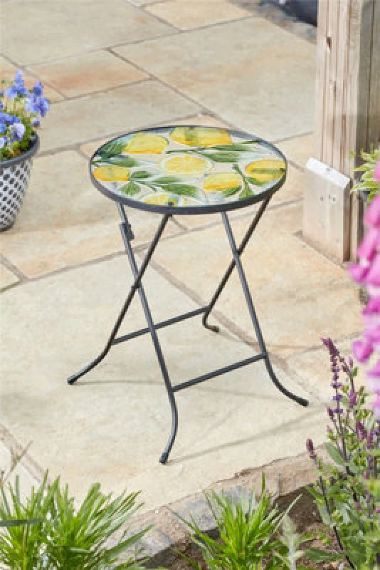 Image of SMART GARDEN Lemon Yellow Glass Garden Side Coffee Table Folding Indoor Outdoor - Smart Garden 5030422MO
