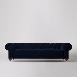 Image of Swoon Winston Velvet 4 Seater Sofa - 4 Seater - Ink
