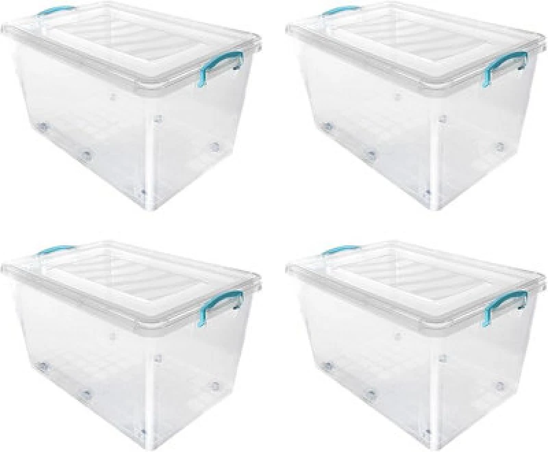 Image of JVL Clip Lid Plastic S/Box 6 Wheels-50L S/4 Hard Storage 50L Clear 39838369013