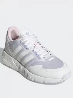 Image of adidas Originals Zx 1k Boost Shoes, White/Purple, Size 5.5, Women