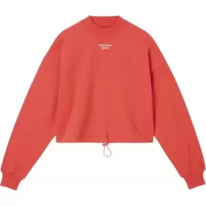 Image of Calvin Klein Jeans Womens Stacked Logo Mock Neck Sweater - Red