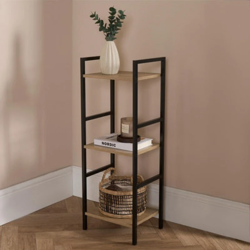 Image of OHS OHS Shelving Unit 3 Tier Living Room Storage Organiser Modern Wire Home Decor Office in Natural Natural One Size Unisex 5027434198405