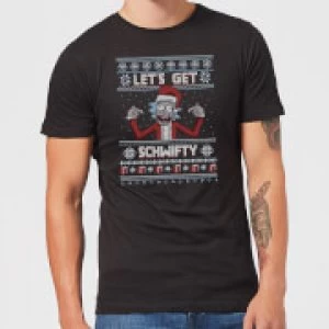 Image of Rick and Morty Lets Get Schwifty Mens Christmas T-Shirt - Black