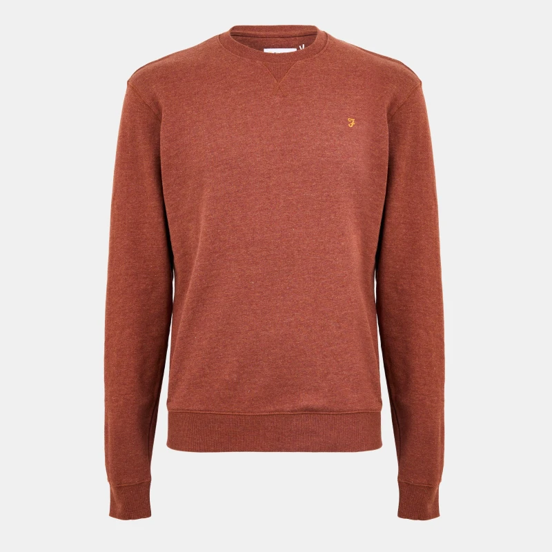 Image of Farah Tim Crew Sweatshirt Dark Teak male X Small