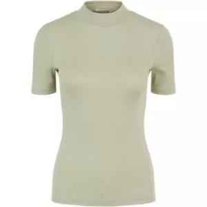 Image of Pieces Short Sleeve Rib turtle Neck Top - Green