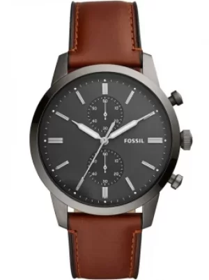 Image of Fossil Mens Townsman Chronograph Amber Leather Strap Watch FS5522