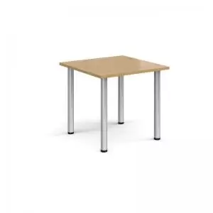 Image of Rectangular silver radial leg meeting table 800mm x 800mm - oak