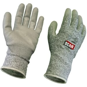 Image of Scan Grey PU Coated Cut 5 Gloves Size 9 Large