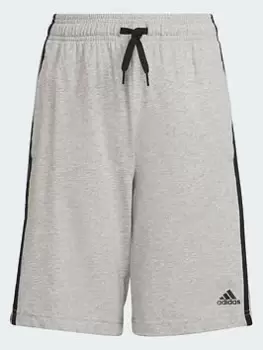 Image of adidas Boys 3 Stripe Shorts - Grey/Black, Grey/Black, Size 5-6 Years