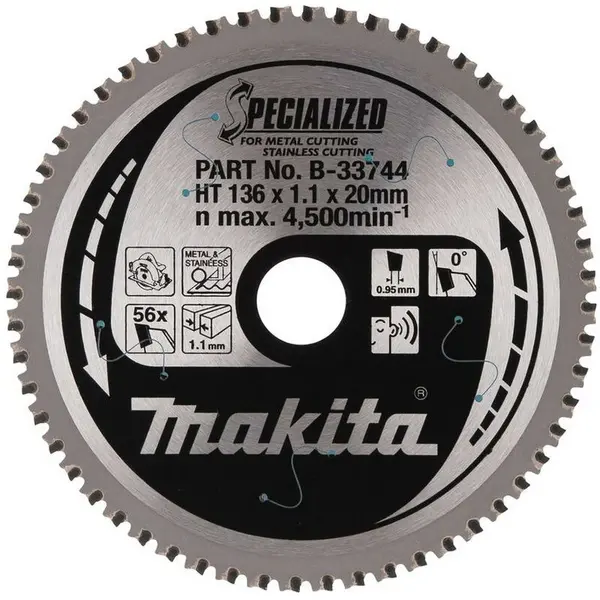 Image of B-33744 Circular Saw Metal blade 136mm x 20mm x 56T - Makita