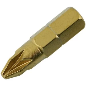 Image of Wickes Titanium Screwdriver Bit - Pozi NO2 25mm Pack 3