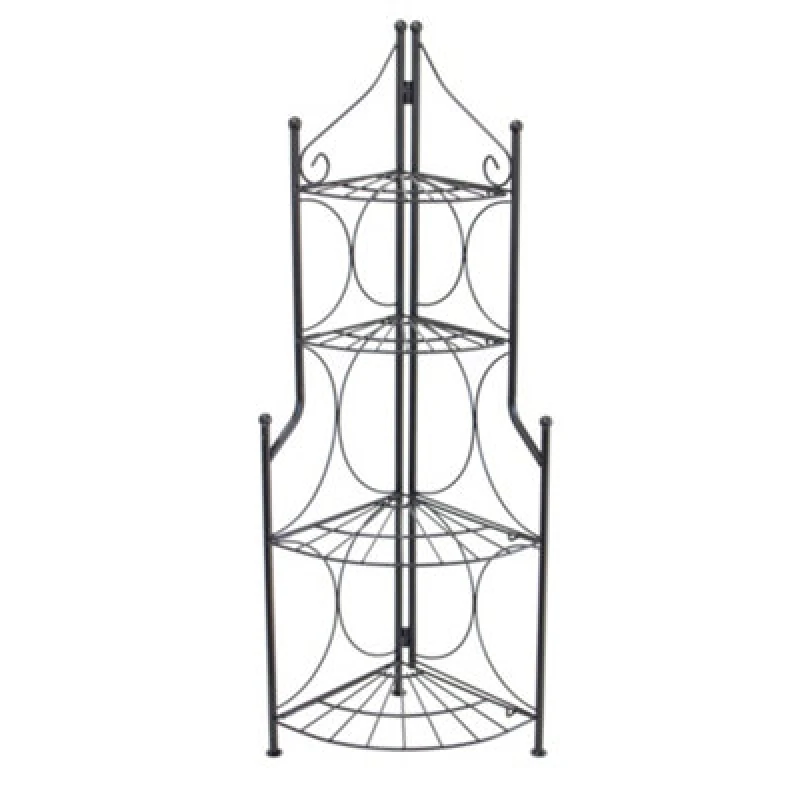Image of Oypla 4 Tier Foldable Metal Flower Plant Stand Display Shelf Black