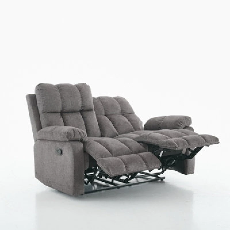 Image of Manual Recliner Sofa, Fabric Upholstery Recliner Loverseat