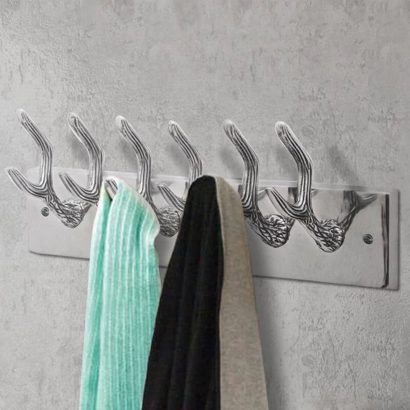 Image of vidaXL 4x Wardrobe Coat Hooks Silver Aluminium Coat Stand Clothes Rack Hanger