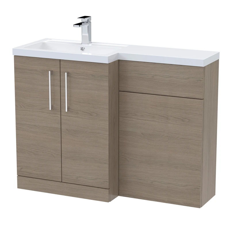 Image of Balterley Vanity Basin and WC Unit Left Hand Solace Oak 1100mm x 390mm Brown