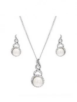 Image of Jon Richard Silver Plated Pearl Twist Halo Set - Gift Boxed