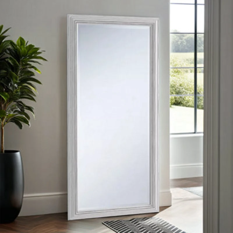 Image of Yearn Mirrors Yearn Mirrors Yearn Distressed White Framed Wall Mirror 166.5x75cm White One Size Unisex 0716053066046