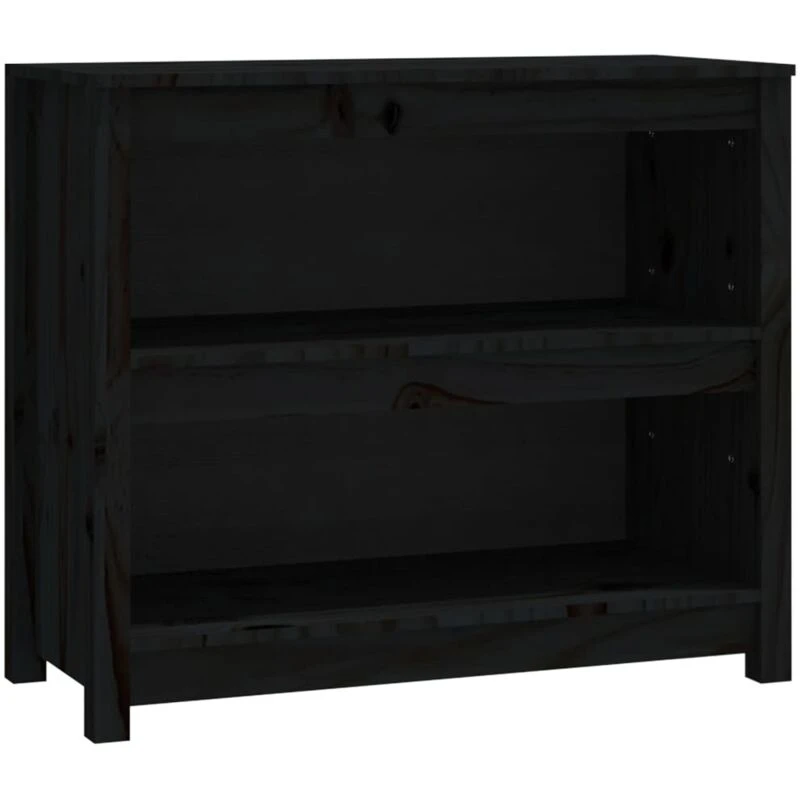 Image of Vidaxl Book Cabinet Black 80X35X68cm Solid Wood Pine, Black 821678