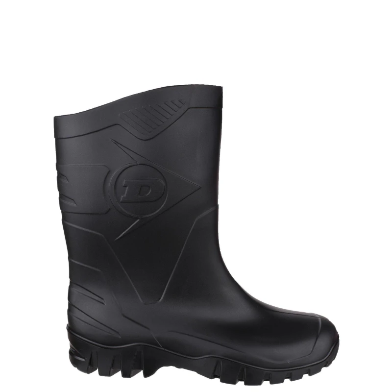 Image of Dunlop Mens Dee Calf Height Waterproof PVC Welly Wellington Boots UK Size 10.5 (EU 45) BLACK DUN030-BLACK-10.5